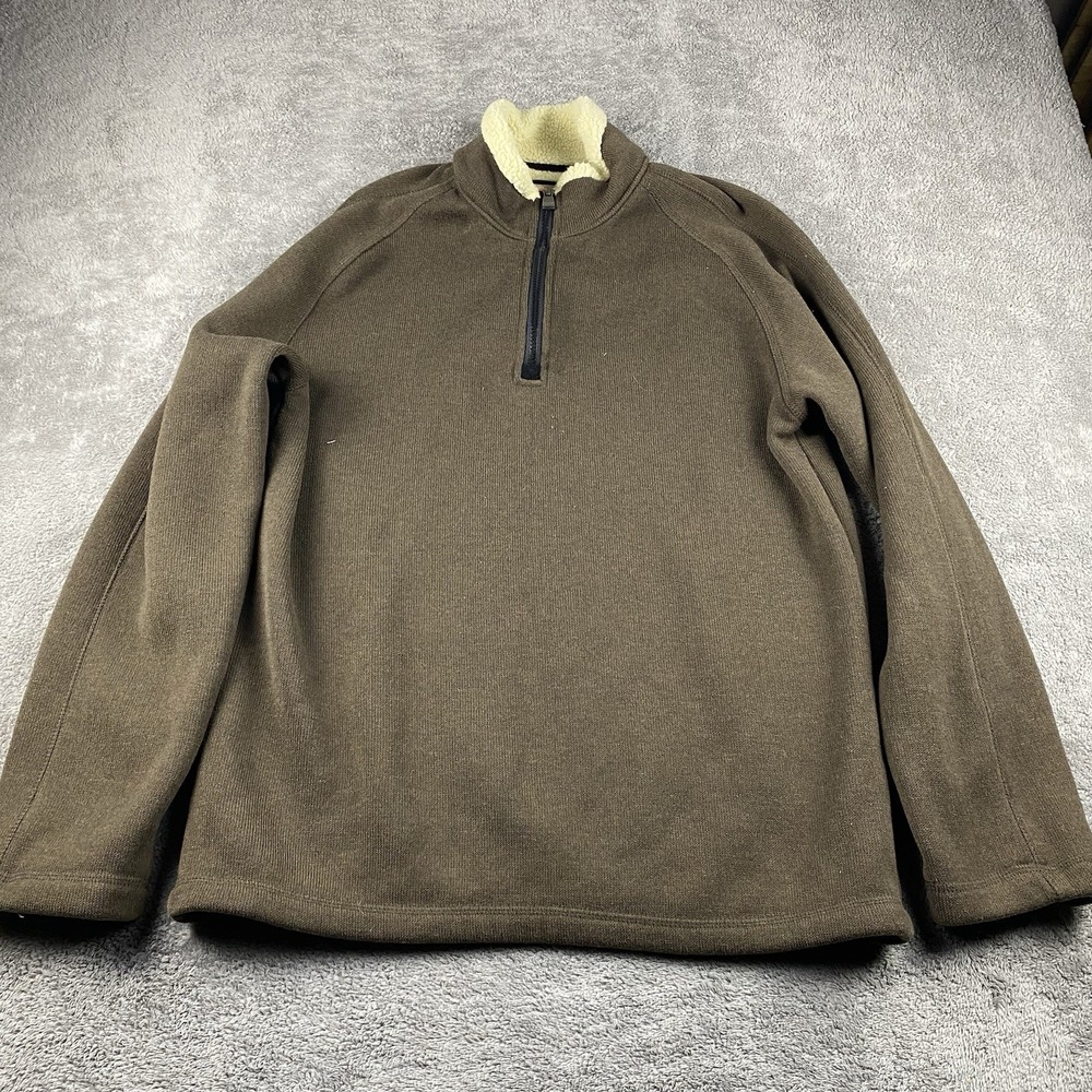Arrow Sweatshirt Sweater Jacket‎ 1/4 Zip Mock Neck Mens Large Brown Long Sleeve